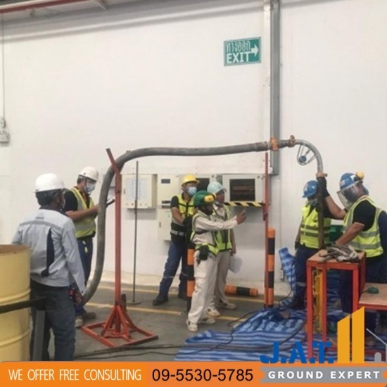 งานเกร้าท์ติ้ง แก้ปัญหาชั้นดินอ่อน ชลบุรี - รับซ่อมพื้นทรุด - เจ.เอ.ที. กราวด์ เอกซ์เพิร์ท