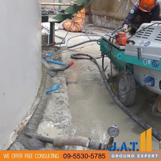 งานเกร้าท์ปิดโพรงใต้ถังเหล็ก - รับซ่อมพื้นทรุด - เจ.เอ.ที. กราวด์ เอกซ์เพิร์ท งานเกร้าท์ปิดโพรงใต้ถังเหล็ก - รับซ่อมพื้นทรุด - เจ.เอ.ที. กราวด์ เอกซ์เพิร์ท
